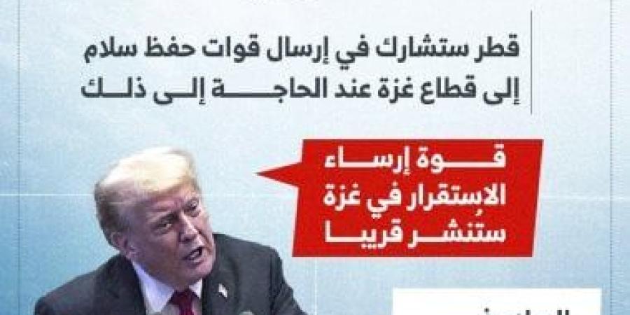 ترامب: قوة إرساء الاستقرار فى قطاع غزة ستكون جاهزة قريبًا.. إنفوجراف - الأول نيوز