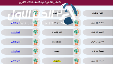 النماذج الاسترشادية لامتحانات الثانوية العامة